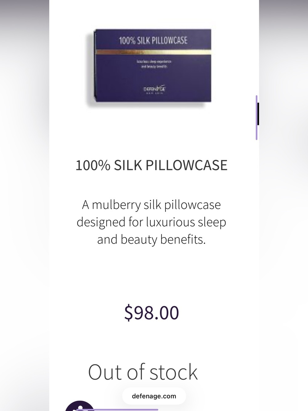 Defenage 100% Silk Pillowcase - White - Picture 5 of 5